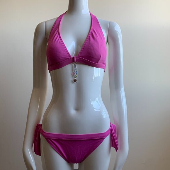 Guess pink sequin logo bottom charm halter bikini - Picture 4 of 9